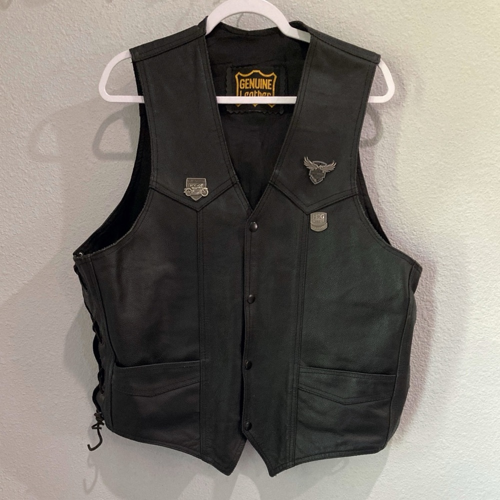 Black Men's Biker Vest